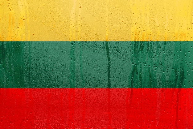 Flag of Lithuania National Lithuania flag Texture of the condensation of water drops Official colors and proportion correctly