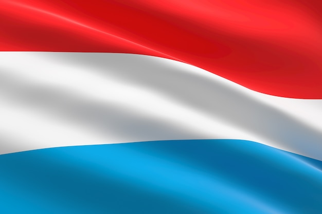 Flag of Luxembourg. 3d illustration of  Luxembourg flag waving