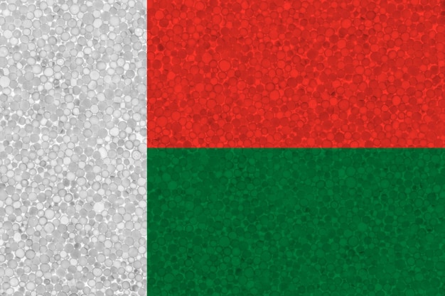 Flag of Madagascar on styrofoam texture