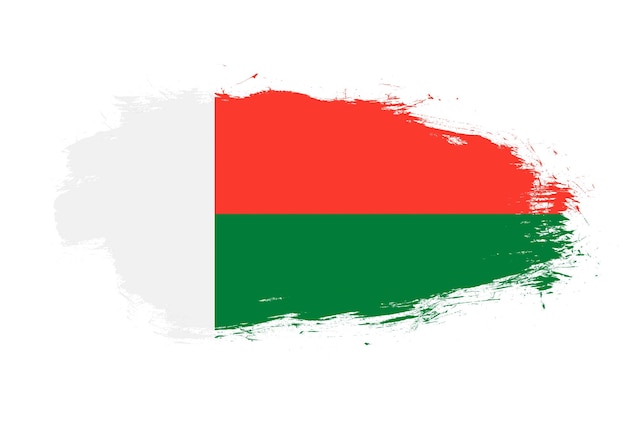 Flag of madagascar on white stroke brush background