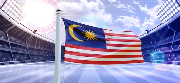 Flag of malaysia 3d Flag on a football ground