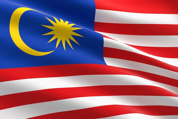 Photo flag of malaysia. 3d illustration of the malaysian flag waving