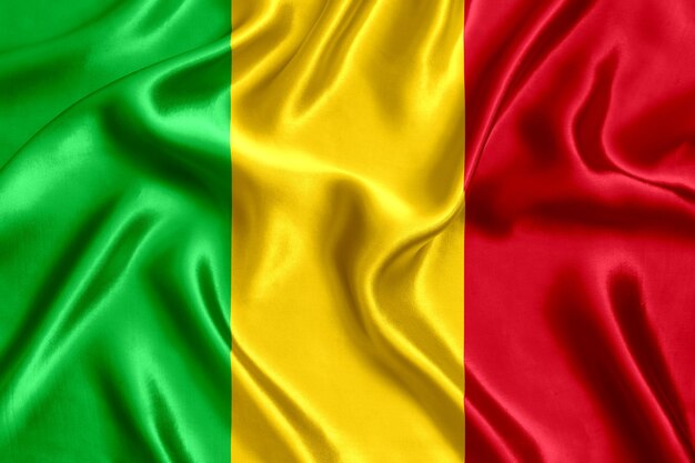 Flag of Mali silk close-up