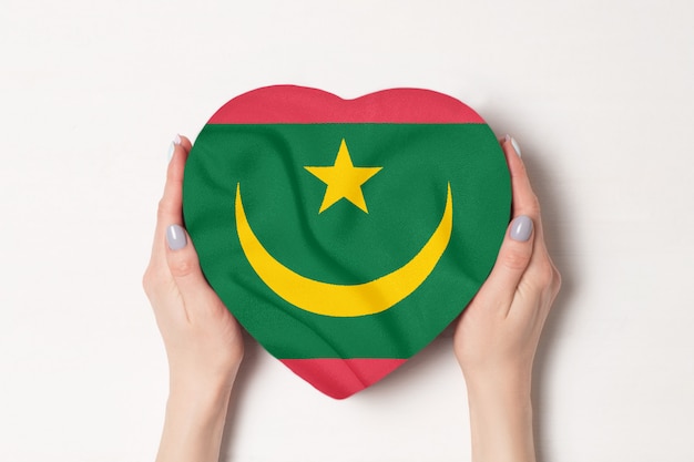 Flag of Mauritania on a heart shaped box