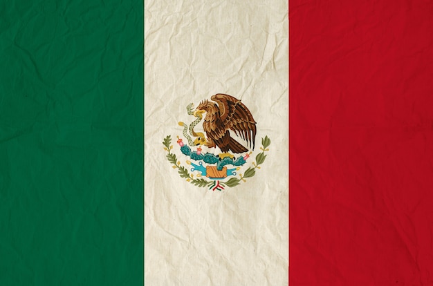 Flag of the Mexico with vintage old paper