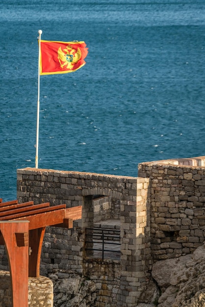 Flag of Montenegro fluttering in a wind