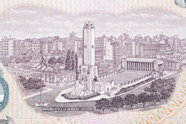 Flag monument in Rosario from Argentinian money