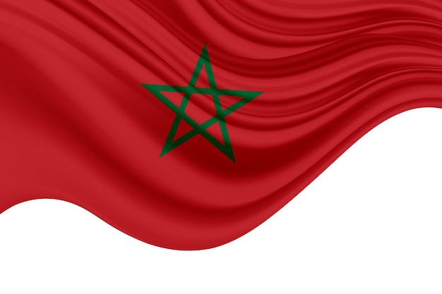 Flag of morocco . Closeup shot of the waving flag of morocco with interesting textures