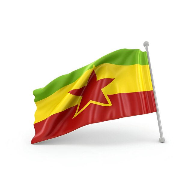 Flag of myanmar on white isolated with clipping path 3D illustration