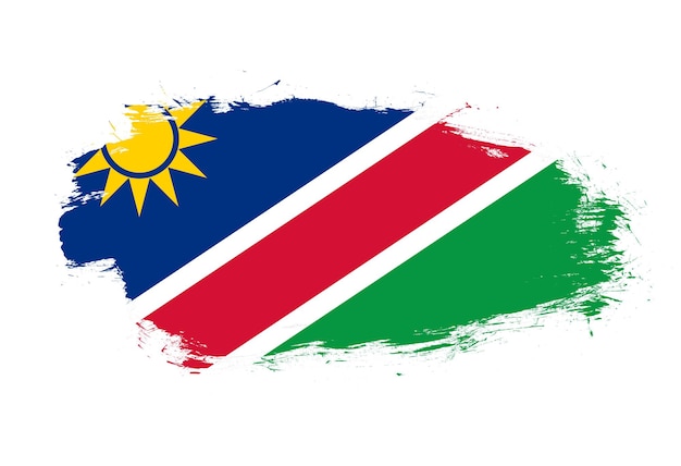 Photo flag of namibia on white stroke brush background