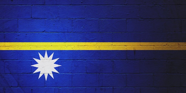 Флаг Науру, нарисованный на стене из бетона