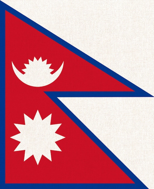 Flag of Nepal Nepal flag on fabric surface Fabric texture Asian country