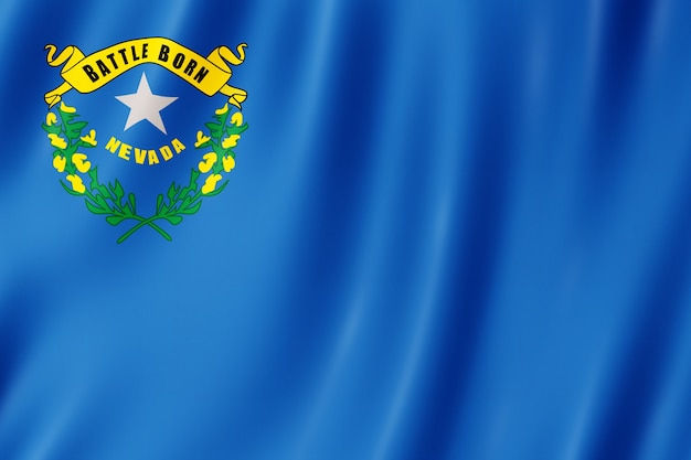 Flag of Nevada, USA. 3D illustration of the Nevada flag waving.