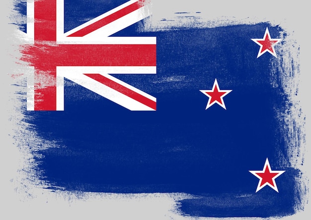 Флаг Новой Зеландии, нарисованный кистью