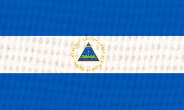 Flag of Nicaragua Nicaragua flag on fabric surface Caribbean country