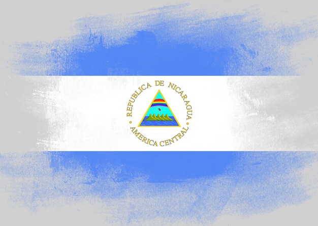 Flag of nicaragua painted with brush