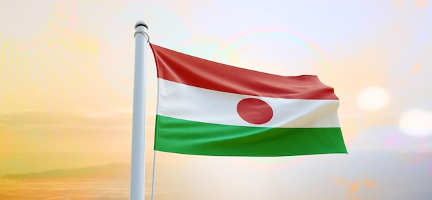 Flag of niger 3d flag waving banner and background