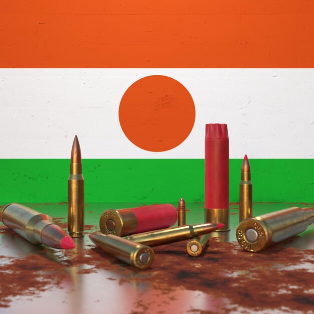 Photo flag of niger with bullets