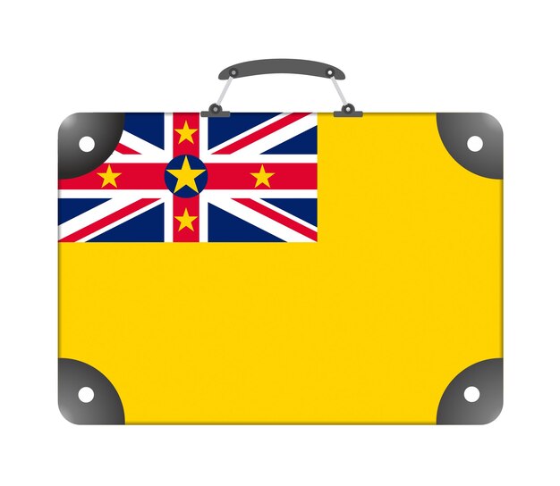 Flag of Niue country in the form of a travel suitcase on a white background - illustration