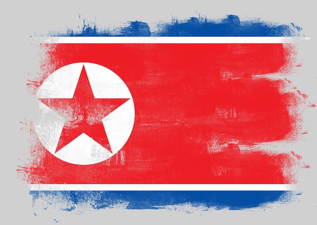 flag of north korea painted with brush