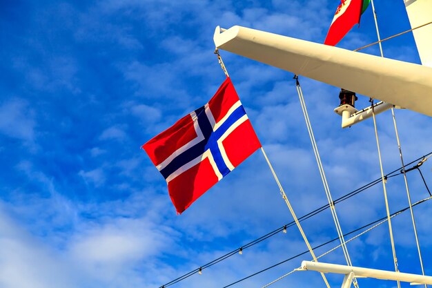 Flag of Norway on the mast of a cruise liner