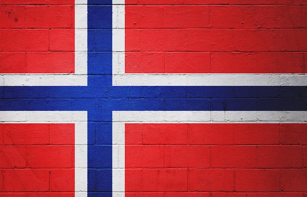 Flag of Norway painted on a wall