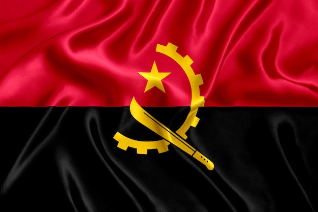 Фото Флаг анголы шелк крупным планом