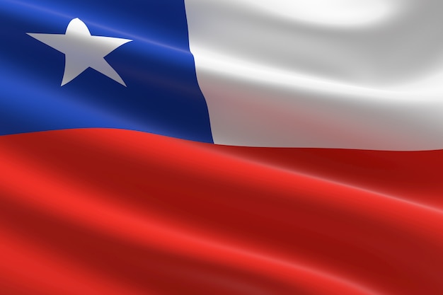 Фото Флаг чили. иллюстрация 3d развевания чилийского флага.