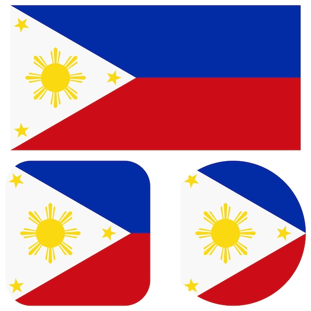 写真 フィリピンの国旗は、さまざまな形の円形、正方形、長方形を設定します