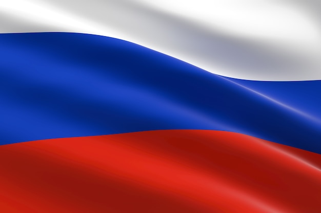 Фото Флаг россии. 3d иллюстрации развевающийся российский флаг