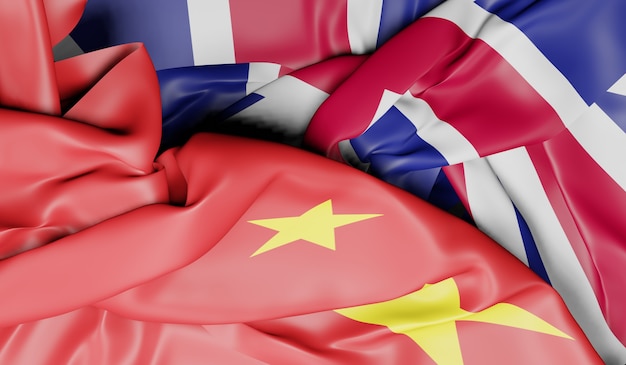中国とイギリスの旗。 3dレンダリング