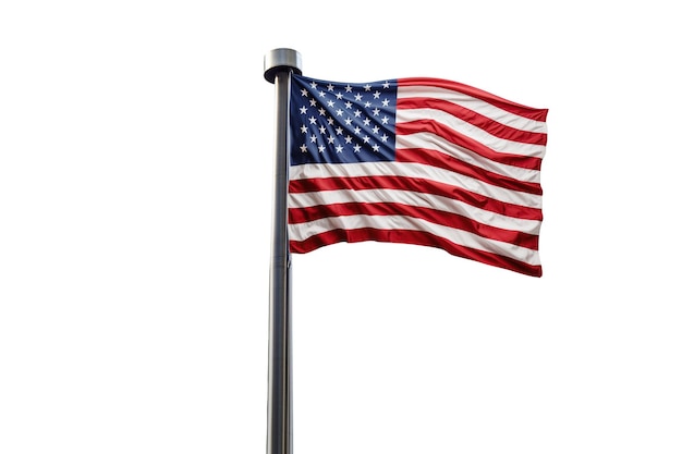 写真 アメリカ合衆国の国旗は白い背景に隔離された旗根の上にあります