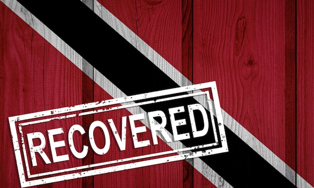 사진 코로나 바이러스 전염병 또는 코로나바이러스 감염에서 살아남거나 회복된 트리니다드 토바고의 국기. 그런 지 플래그 복구 스탬프