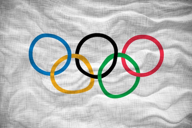 Photo flag of olympic games background with flag of olympic games_
