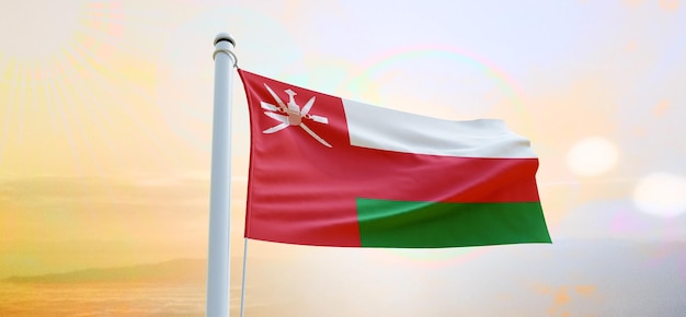 Flag of oman 3d flag waving banner and background