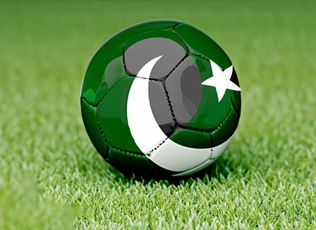 Photo flag of pakistan on soccer ball