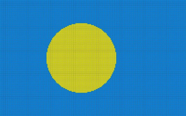 Flag of palau dot style painted colors on a brushed with puntos