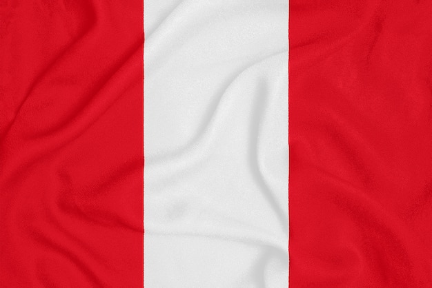 Flag of Peru on textured fabric, Patriotic symbol