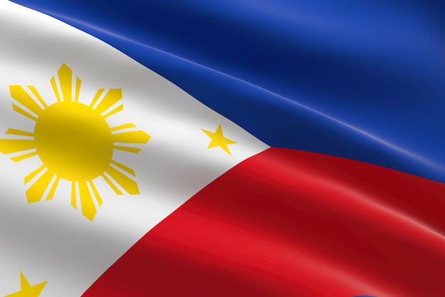 Flag of Philippines. 3d illustration of the Filipino flag waving