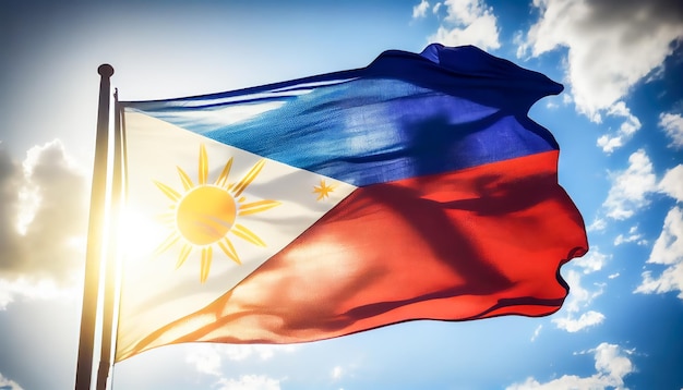 Flag of the philippines in sunny sky Generative AI