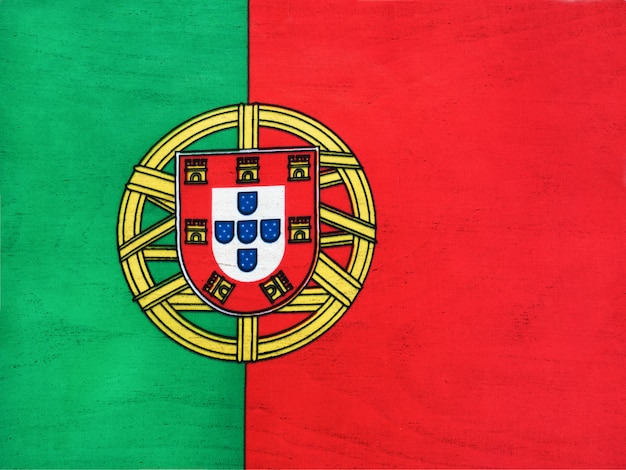 Flag of Portugal. Close-up, view from above. National holiday concept.