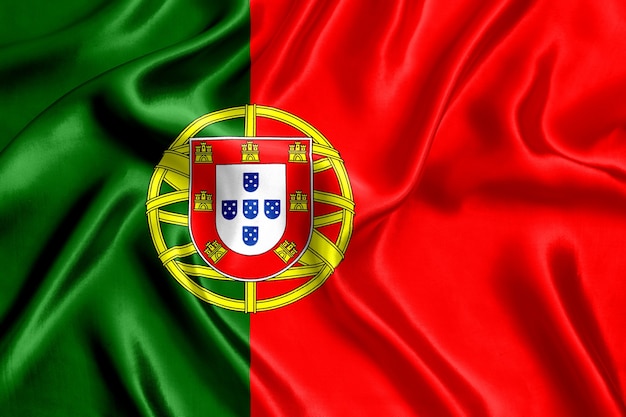 ポルトガルの旗のシルクのクローズアップ
