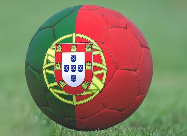 flag of portugal on soccer ball