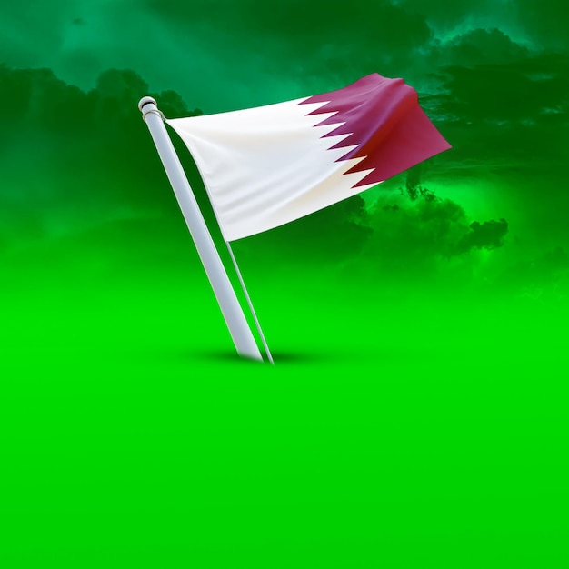 A Flag of qatar on a Green cloud backround useing for social media