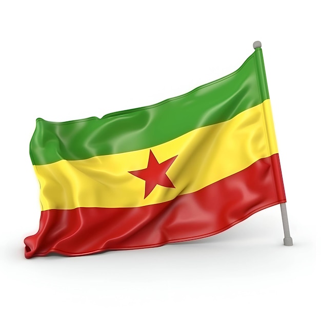 Flag of the Republic of Ghana on a white isolated background 3d