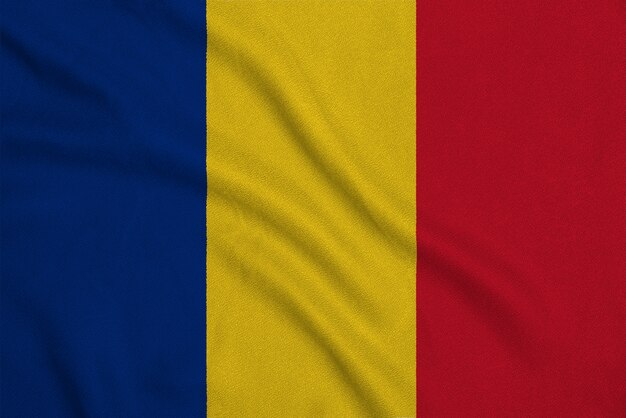 Flag of the Romania from the factory knitted fabric.