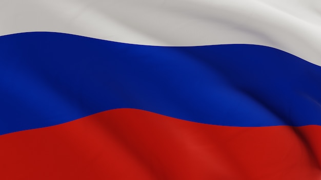 Flag of Russia waving in the wind, fabric micro texture in quality 3D render