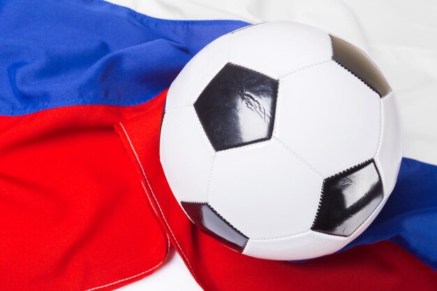 Flag of russia with football ball