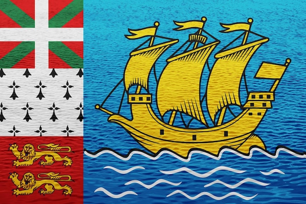 Photo flag of saint pierre and miquelon on a textured background concept collage