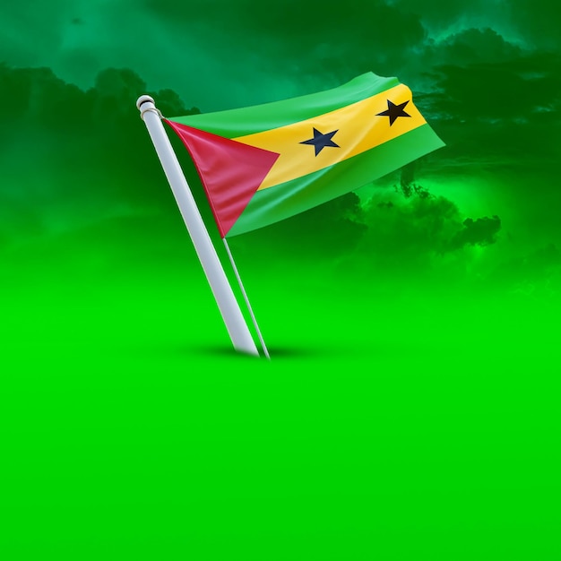 A Flag of sao_tome_and_principe on a Green cloud backround useing for social media